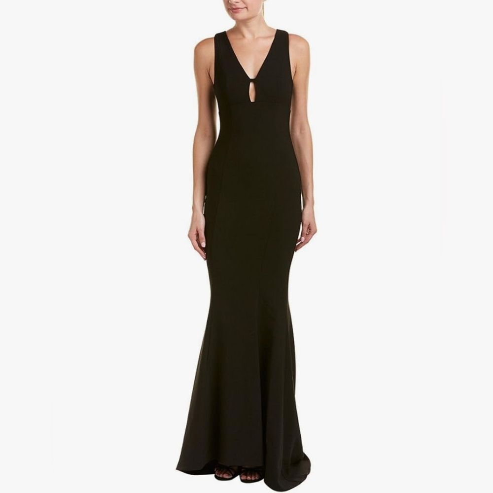 LIKELY Albury Black Mermaid Maxi Gown Cutout Back Keyhole Formal Dress Size 10